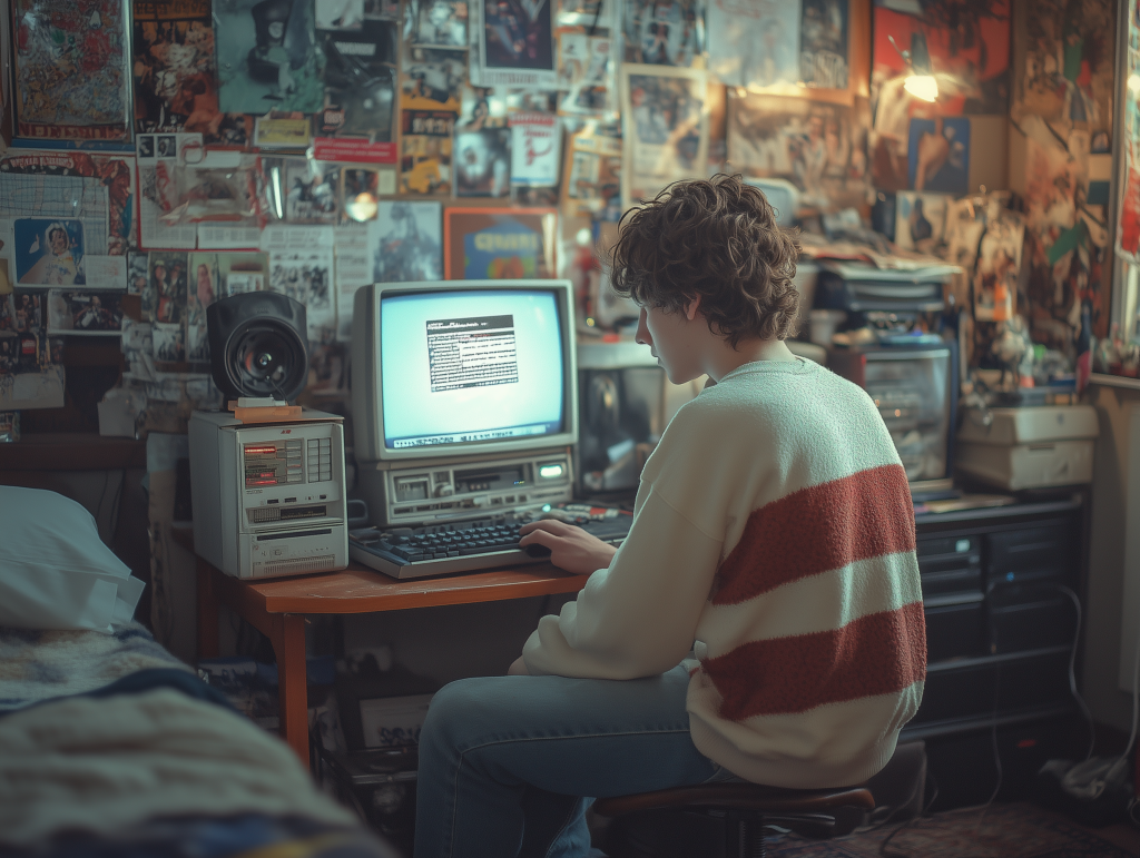 teenager registering a website domain name in the 1990s