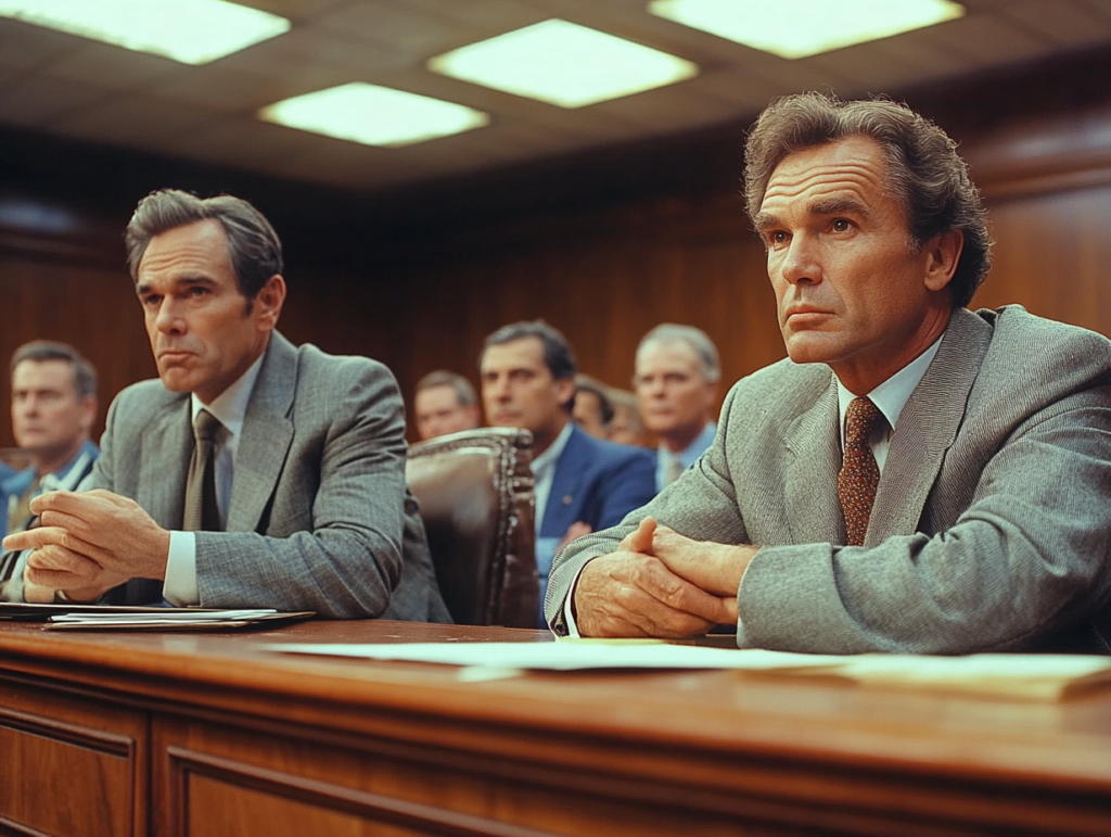 Two lawyers sitting in a court room