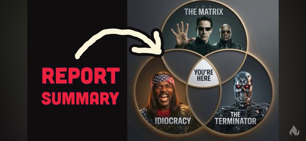 Venn Diagram between The Matrix, Idiocracy, and The Terminator